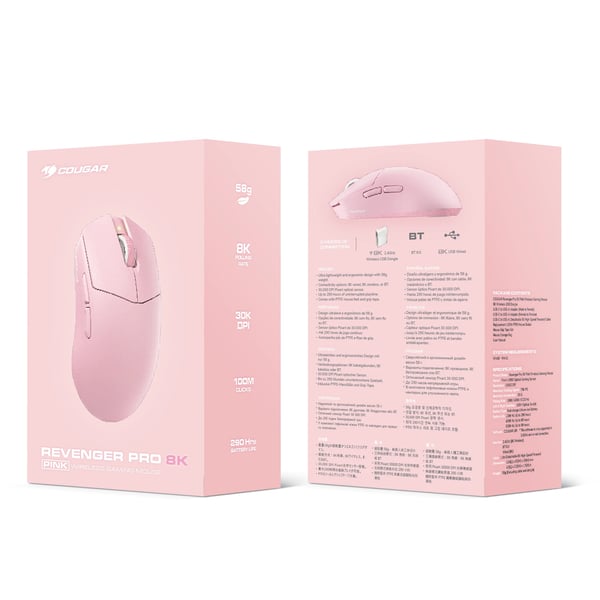COUGAR REVENGER PRO 8K hiiri Pelaaminen Oikeakätinen RF Wireless + Bluetooth + USB Type-C Optinen 30000 DPI