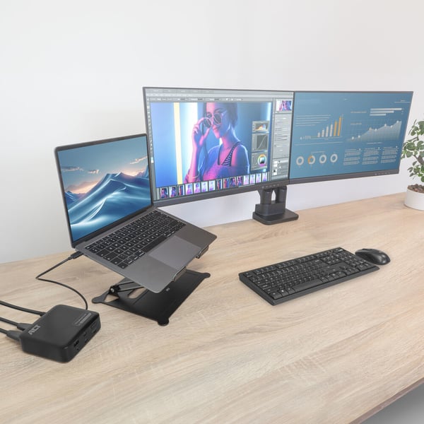 ACT AC7150 kannettavien tietokoneiden telakka ja porttitoistin Langallinen USB 3.2 Gen 2 (3.1 Gen 2) Type-C Musta