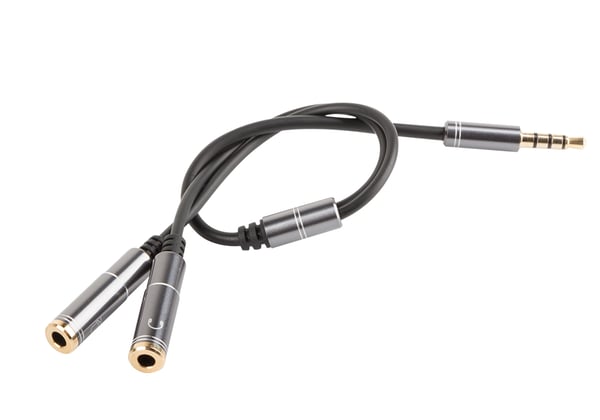 GENESIS A20 audiokaapeli 0,2 m 3.5mm Musta, Hopea
