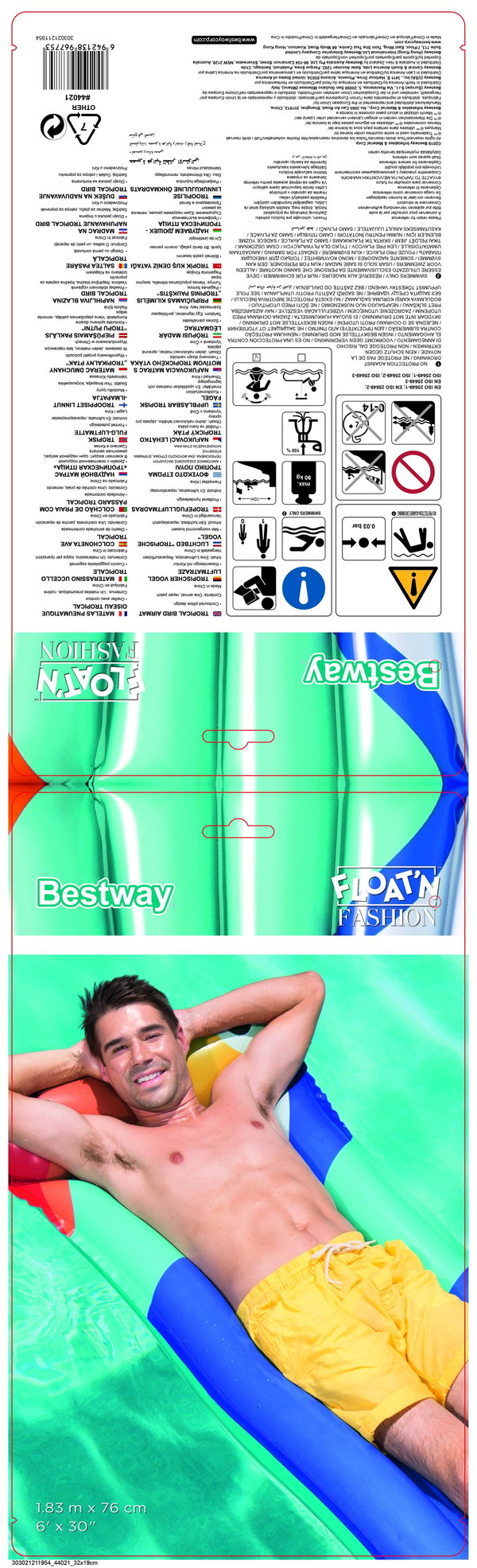 Bestway 44021 allas- & rantakelluke Monivärinen Vinyyli Kelluva patja