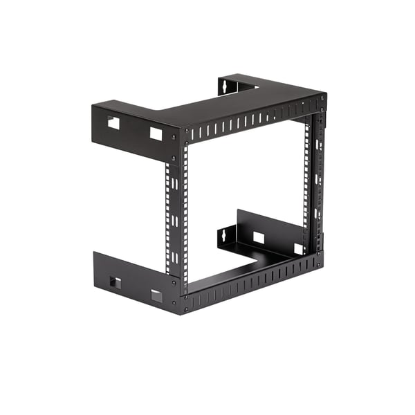 StarTech.com Väggmonterat kraftigt 8U-nätverksrack, 19-tums serverrack med öppen ram, 12-tums djupt, väggmonterat datarack för IT/AV/patchpanel/datorutrustning - korgmuttrar och skruvar ingår