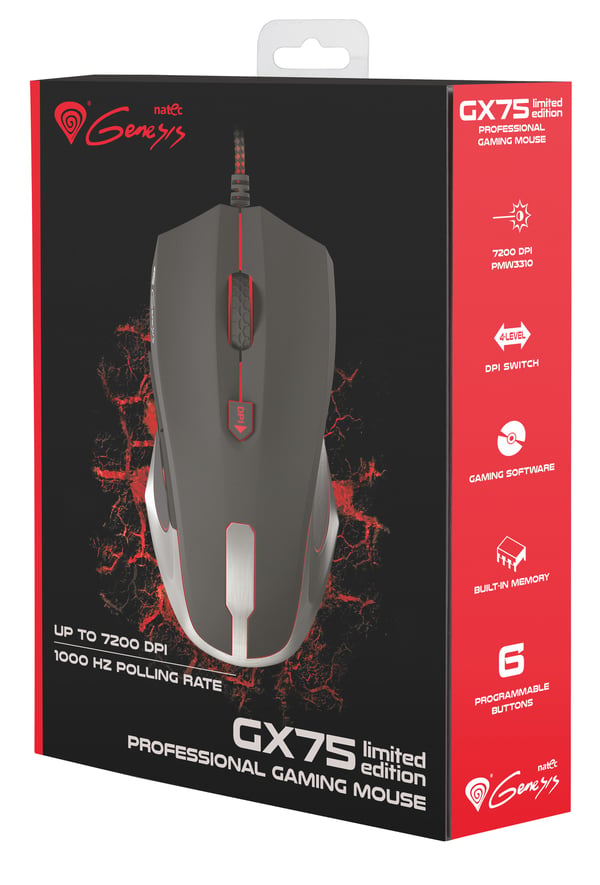 GENESIS GX75 Limited Edition mus Spil Ambidextrous USB Type-A Optisk 7200 dpi