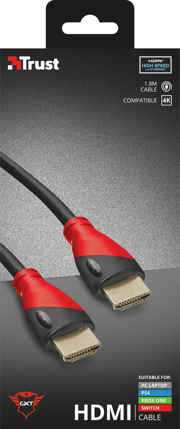 Trust HDMI - HDMI, 1.8m HDMI-kaapeli 1,8 m HDMI-tyyppi A (vakio) Musta