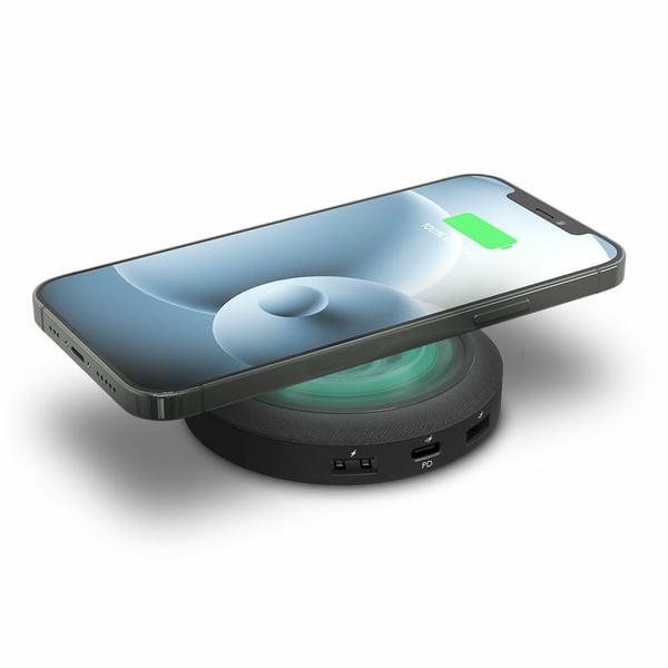 mophie Wireless Charging Hub Universel Sort Vekselstrøm Trådløs opladning Hurtig opladning Indendørs