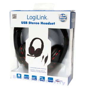 LogiLink HS0033 hovedtelefoner/headset Ledningsført Opkald/musik Sort, Rød