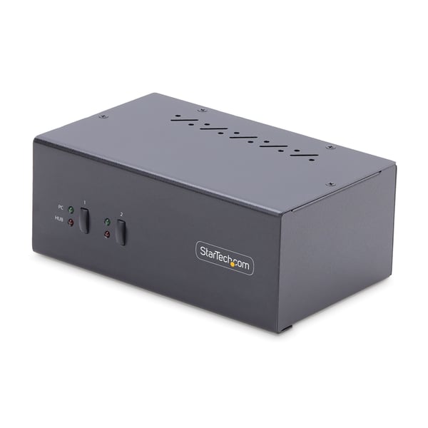 StarTech.com 2-Port Dual-Monitor DisplayPort KVM-switch, 4K 60Hz, 2x USB 5Gbps Hub-portar, 2x USB 2.0
