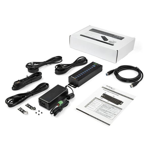 StarTech.com HB30A10AME USB 3.0 Hubb (10-Port, DIN-skena, Industriell användning, extern strömförsörjning, U