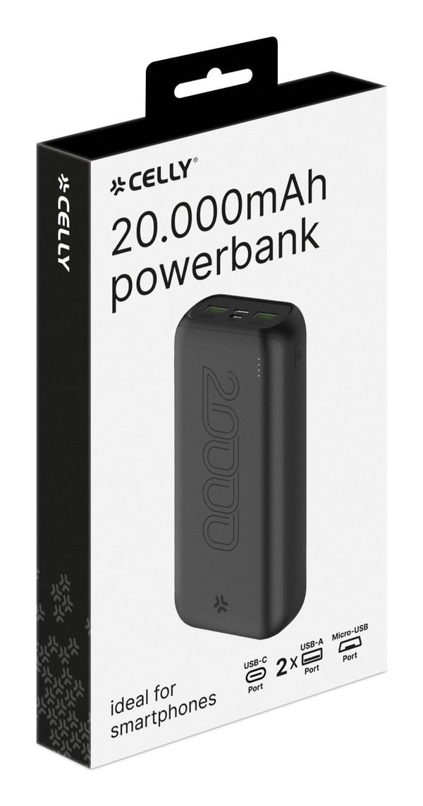 Celly PBE20000CBK akku- ja paristolaturi Litiumioni (Li-Ion) 20000 mAh Musta
