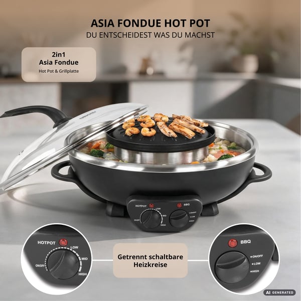 Unold 48745 Asia Fondue Hot Pot 5 L 4 person(er)
