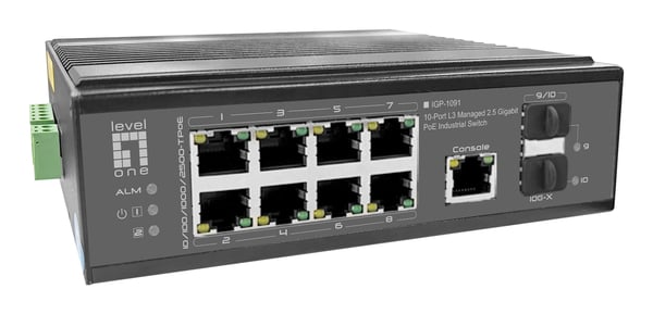 LevelOne IGP-1091 Administreret L3 2.5G Ethernet (100/1000/2500) Strøm over Ethernet (PoE) Bord-/vægmontering Sort