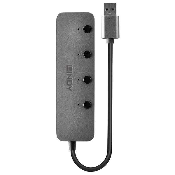 Lindy 43309 gränssnittshubbar USB 3.2 Gen 1 (3.1 Gen 1) Type-A 5 Mbit/s Grå