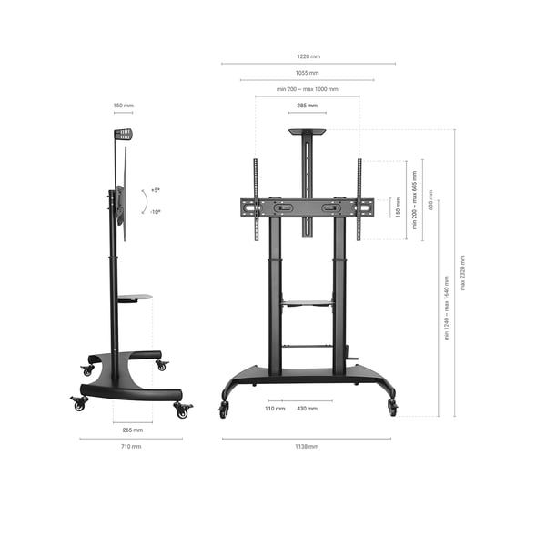 AISENS FT100TE-123 skærmbeslag til skiltning 2,54 m (100") Sort