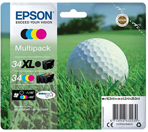 Epson Golf ball Multipack 4-colours 34 XL Black/Std. CMY DURABrite Ultra Ink Epson Golf ball Multipack 4-colours 34 XL Black/Std. CMY DURABrite Ultra Ink