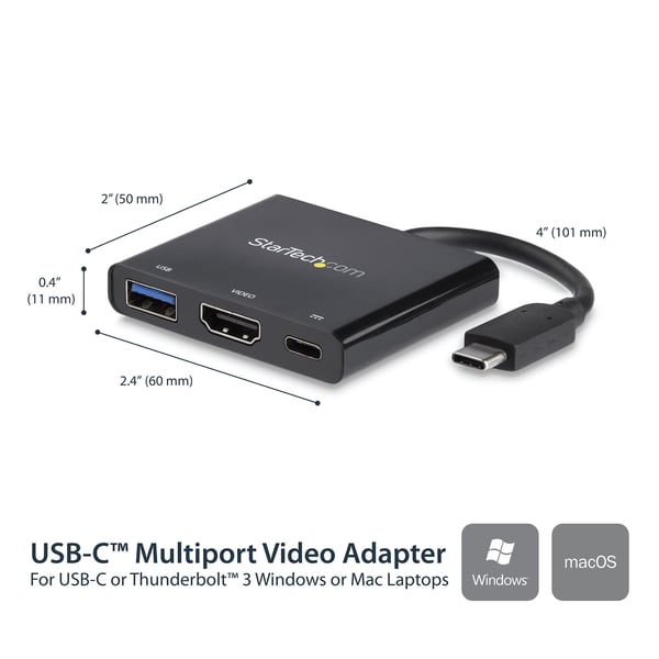 StarTech.com USB-C til HDMI Adapter - 4K 30Hz - Thunderbolt 3 Kompatibel - med Strømforsyning (USB P