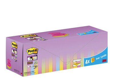 3M Post-it selvklæbende huskeseddel Firkant Blå, Grøn, Orange, Lyserød, Gul 100 ark