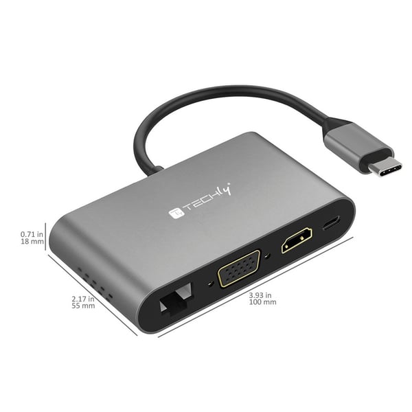 Techly IADAP USB31-DOCK3 liitäntäkortti/-sovitin HDMI, RJ-45, USB 3.2 Gen 1 (3.1 Gen 1), VGA