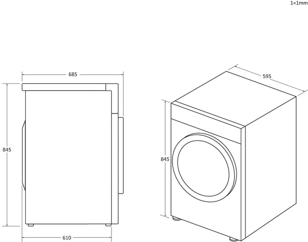 Haier HD90-C367LU1-S tørretumbler Fritstående Front-læsning 9 kg Hvid, Sort