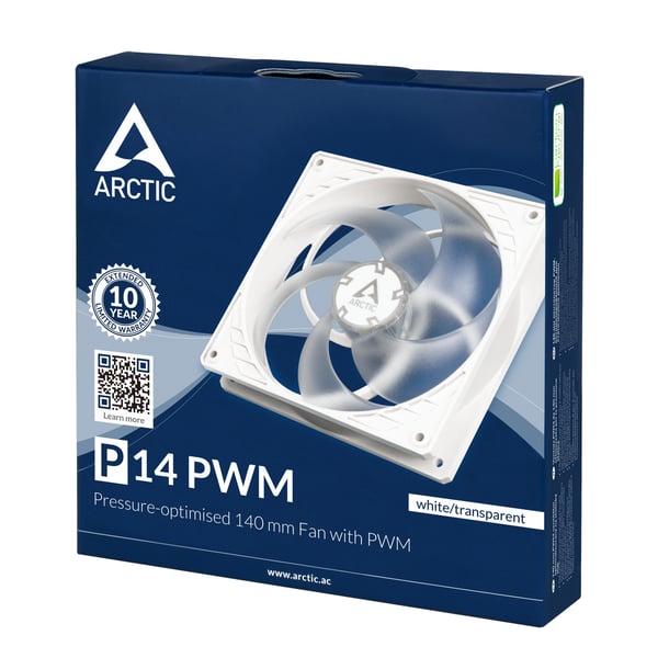 ARCTIC P14 PWM Datorväska Fan 14 cm Transparent, Vit 1 styck