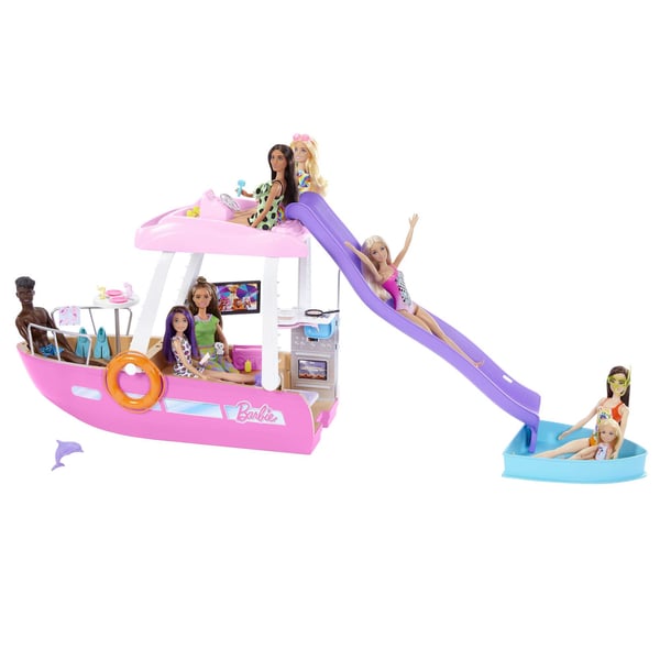 Barbie Dream Boat-lekset med pool, rutschkana och mer än 20 tillbehör
