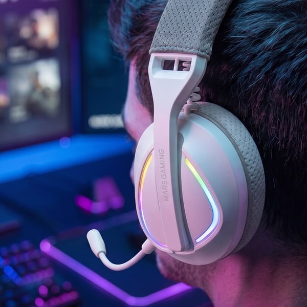 Mars Gaming MHWQUASARW hovedtelefoner/headset Trådløs Spil USB Type-C / USB Type-A Bluetooth Hvid