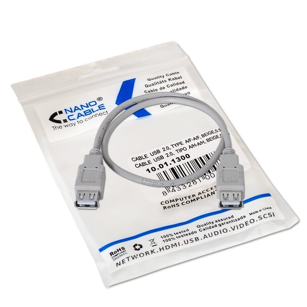 Nanocable 10.01.1300 USB-kabel USB 2.0 0,5 m USB A Beige