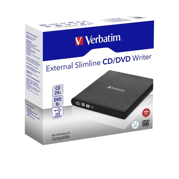 Verbatim Slimline CD/DVD levyasemat DVD-RW Musta