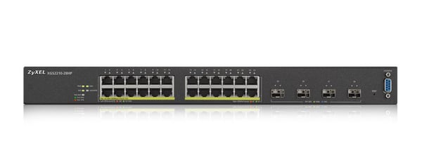 Zyxel XGS2210-28HP hanterad L2 Gigabit Ethernet (10/100/1000) Strömförsörjning via Ethernet (PoE) stöd 1U Svart
