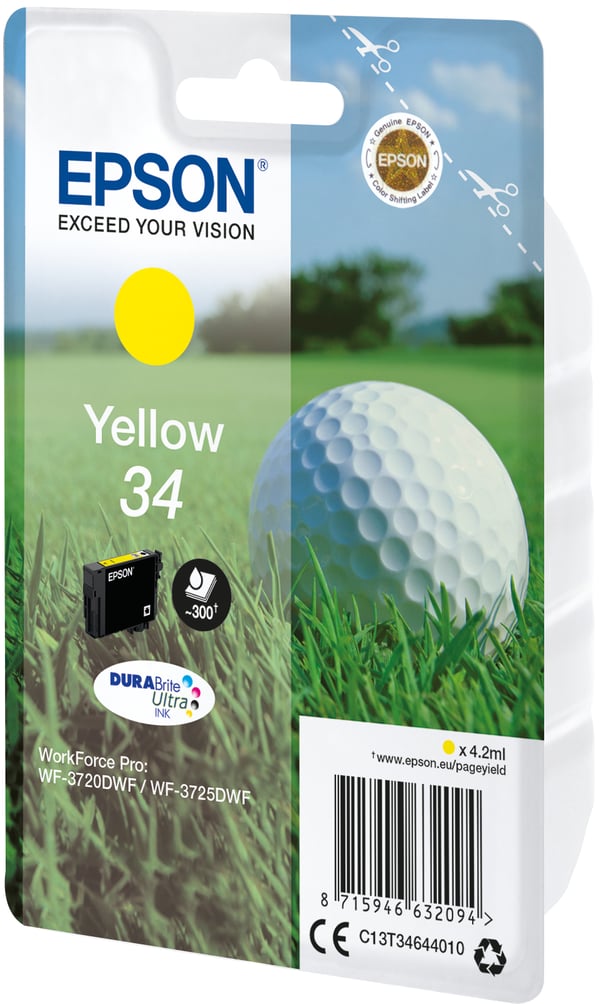 Epson Golf ball 34 Golfpallo DURABrite Ultra, yksittäispakkaus, keltainen muste