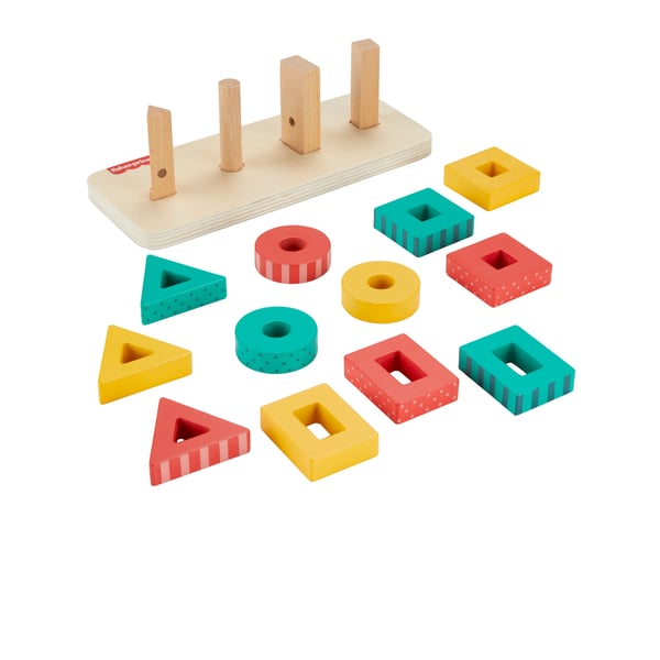Fisher-Price stabletårn i træ til sorteringsleg for tumlinger, 13 dele i træ
