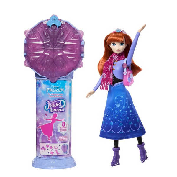 Disney Frozen Disney Frost Jewel Reveal Anna-skøjteløberdukke med 8 overraskelser, inkl. smykkeskrin og tilbehør