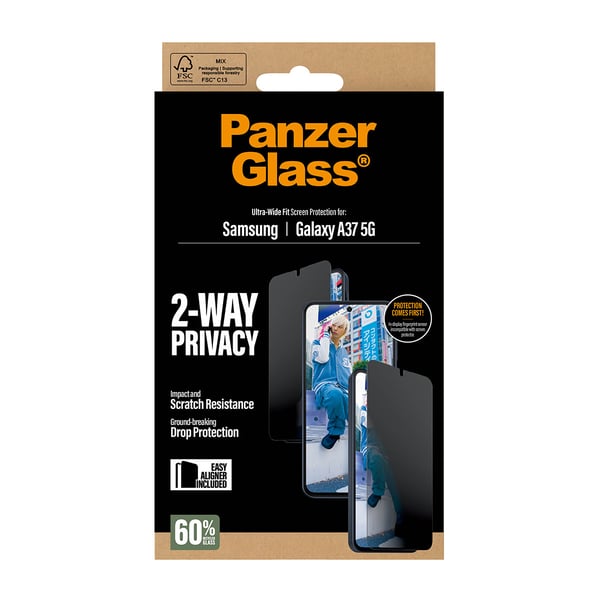 PanzerGlass ® 2-Way Privacy Skærmbeskyttelse Samsung Galaxy A37 5G | Ultra-Wide Fit m. EasyAligner