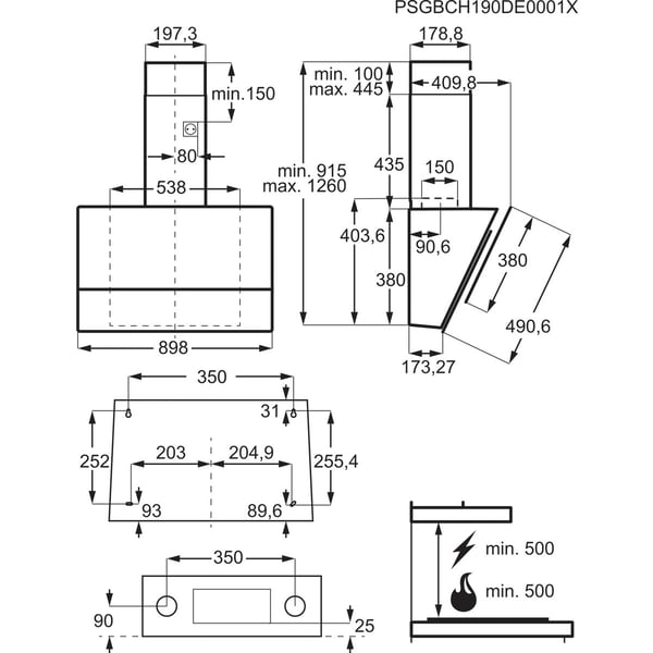 Electrolux LFV619Z Vægmonteret Sort 600 m³/t
