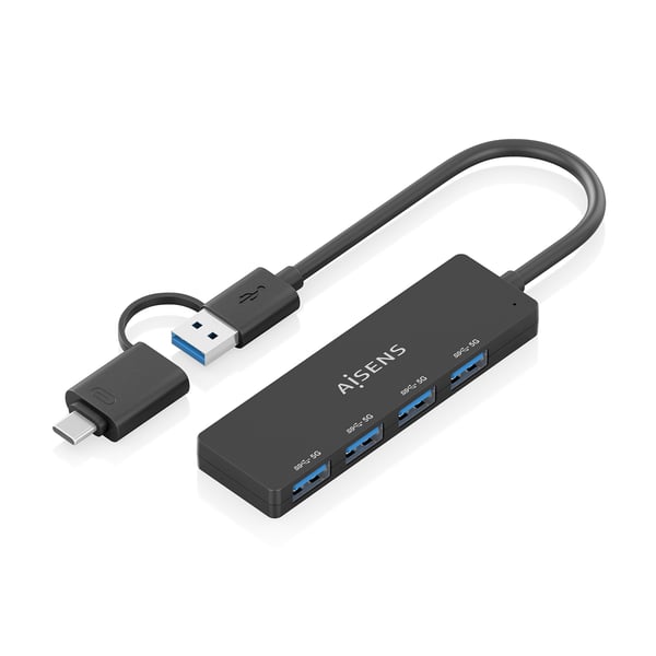AISENS A109-0987 kannettavien tietokoneiden telakka ja porttitoistin Langallinen USB 3.2 Gen 1 (3.1 Gen 1) Type-A + Type-C Musta