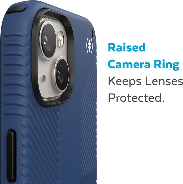 Speck Presidio2 Grip MagSafe - Anti-slip cover til iPhone 14 Plus (Coastal Blue/Black/White)