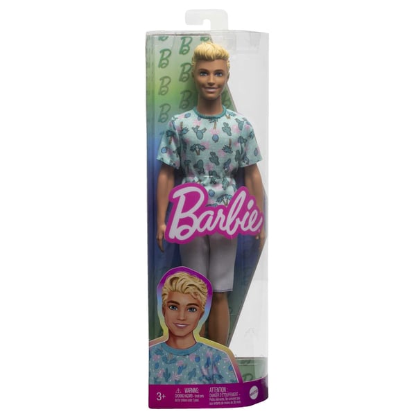 Barbie Fashionistas Ken -dukke #211 med blond hår og T-shirt med kaktusmotiv