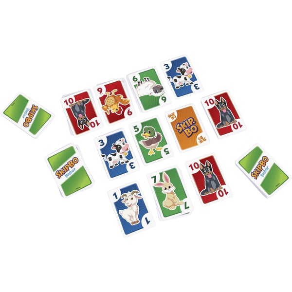 Mattel Games Skip-Bo Junior, kortspel med 112 kort och två spelnivåer för barn som är 5 år och äldre