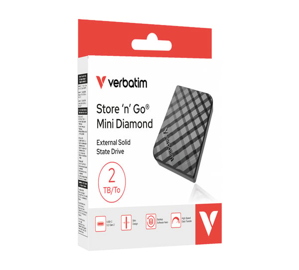 Verbatim Store 'n' Go Mini Diamond 2 TB USB Type-C 3.2 Gen 2 (3.1 Gen 2) Musta