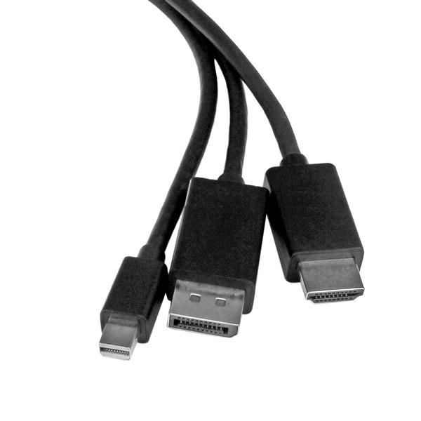 StarTech.com DPMDPHD2HD videokaapeli-adapteri 2 m DisplayPort + Mini DisplayPort + HDMI HDMI + USB Musta