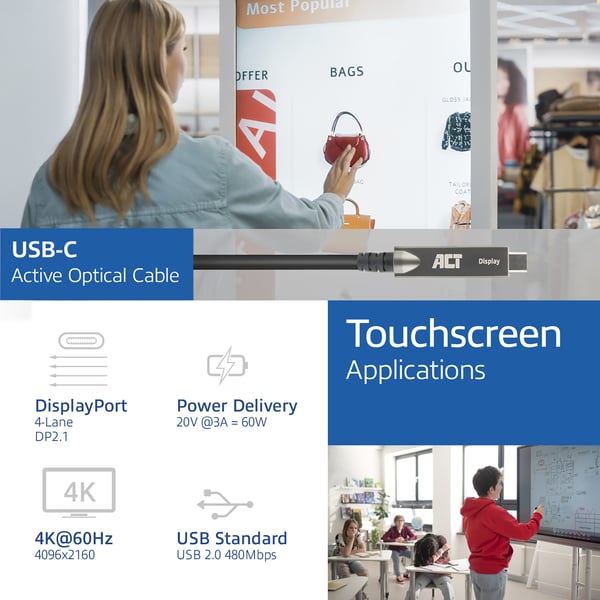 ACT AK4323 USB-kablar USB 3.2 Gen 2 (3.1 Gen 2) 3 m USB C 10 Gbit/s 60 W Svart