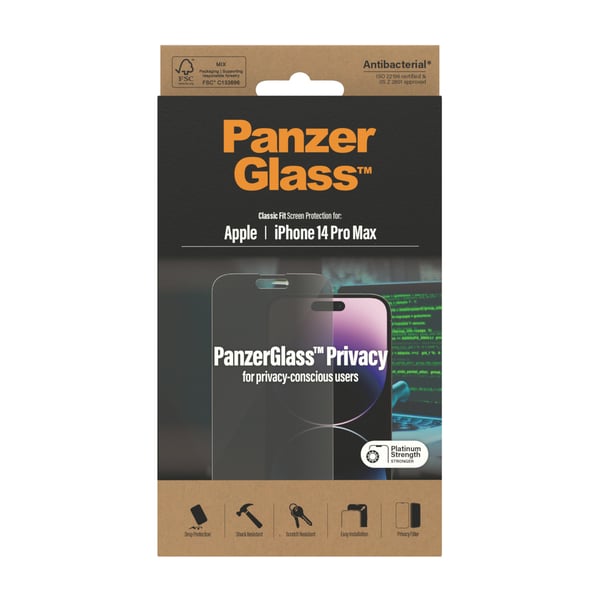 PanzerGlass ® Privacy Skærmbeskyttelse iPhone 14 Pro Max | Classic Fit