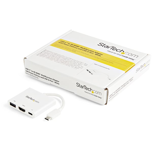 StarTech.com CDP2HDUACPW kannettavien tietokoneiden telakka ja porttitoistin Langallinen USB 3.2 Gen 1 (3.1 Gen 1) Type-C Valkoinen
