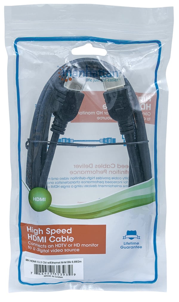Manhattan 353939 HDMI-kaapeli 2 m HDMI-tyyppi A (vakio) Musta