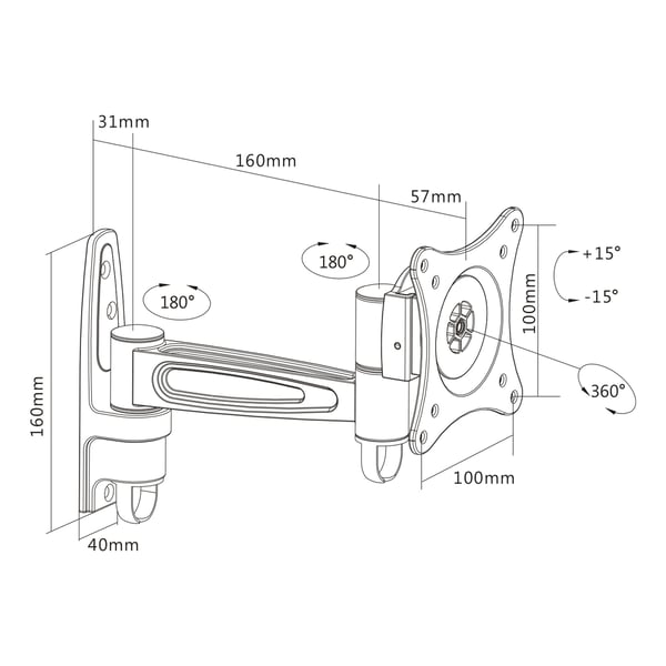 InLine 23106D tv-beslag 33 cm (13") Sort