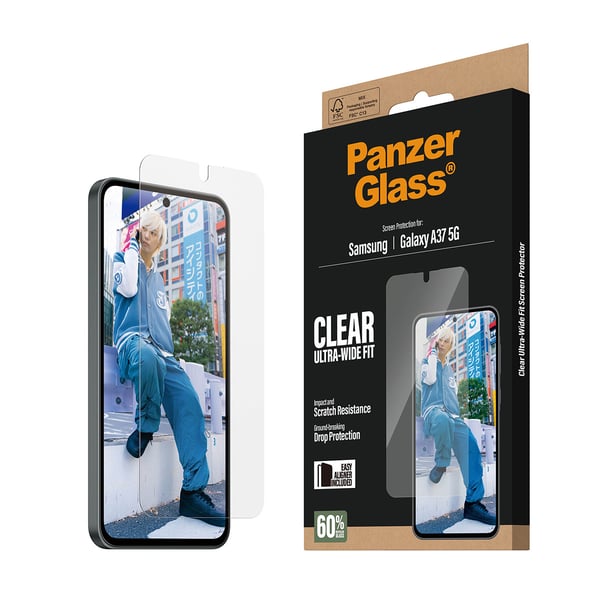 PanzerGlass ® Screen Protector Samsung Galaxy A37 5G | Ultra-Wide Fit w. EasyAligner Genomskinligt skärmskydd 1 styck