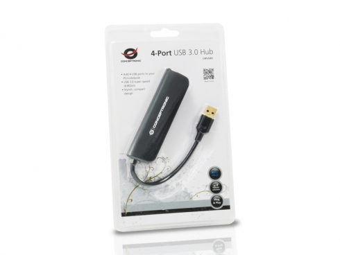 Conceptronic C4PUSB3 USB 3.2 Gen 1 (3.1 Gen 1) Type-A 4800 Mbit/s Musta