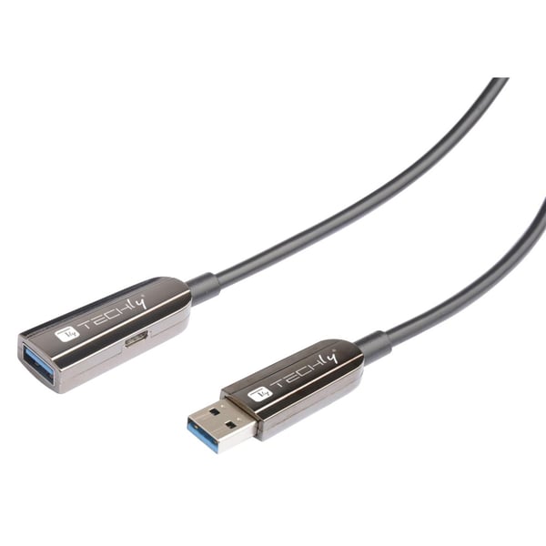 Techly ICOC U3AMF-HY-020 USB-kabel USB 3.2 Gen 1 (3.1 Gen 1) 20 m USB A 5 Gbit/sek. Sort