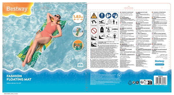 Bestway 44033 / 26 allas- & rantakelluke Monivärinen Kuvio PVC-muovi Kelluva patja