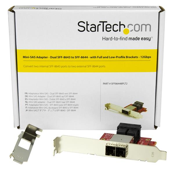 StarTech.com Mini-SAS-adapter - Dobbelt SFF-8643 til SFF-8644 - Fuld og lavprofil slotplade - 12 Gbit