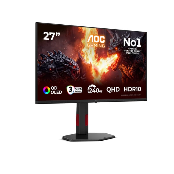 AOC G4 Q27G4ZDRAD platta pc-skärmar 67,3 cm (26.5") 2560 x 1440 pixlar Quad HD OLED Svart, Röd
