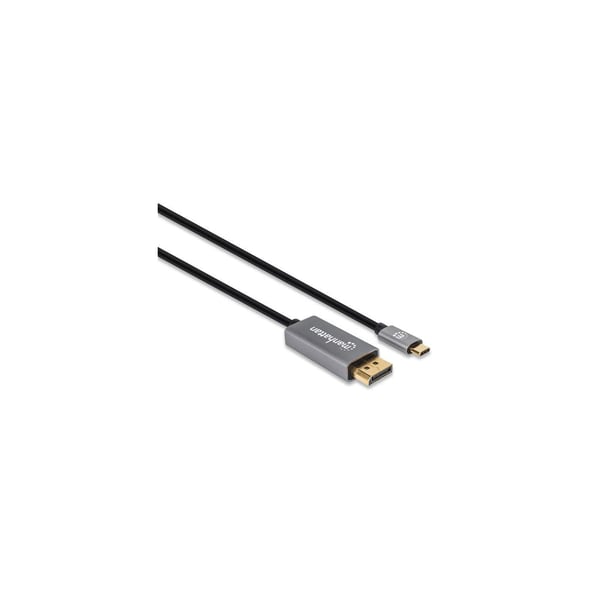 Manhattan 354851 videokaapeli-adapteri 3 m USB Type-C DisplayPort Musta, Hopea